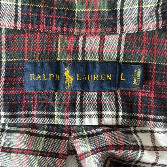 RALPH LAUREN Plaid Cotton Button Down, Size Large - Picture 6 of 7